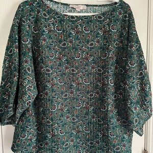 LOFT Blue Boxy 3/4 Sleeve Blouse